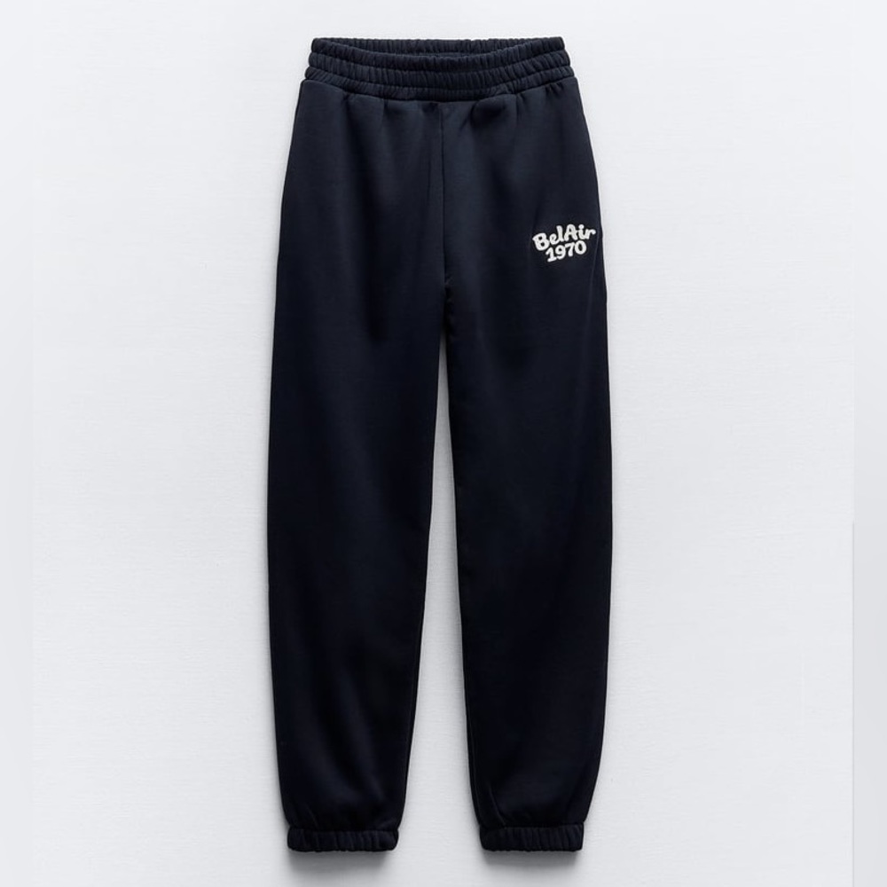 ZARA EMBROIDERED TEXT JOGGER PANTS